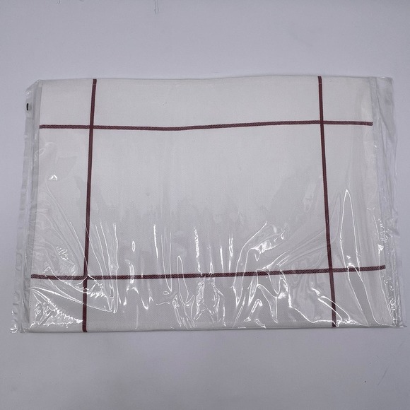 Pampered Chef Set of 4 Windowpane Placemats White Maroon Red Stripes Cotton NWT - Picture 2 of 6